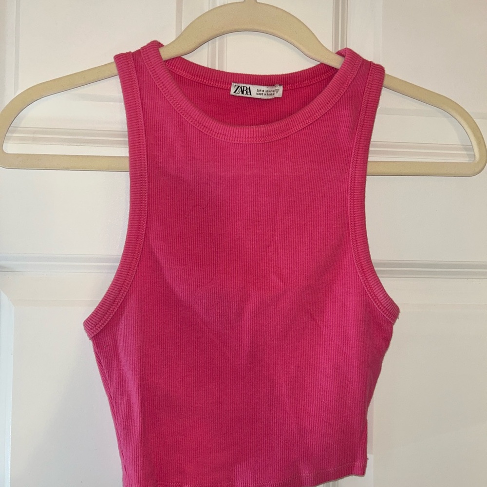 Zara Hot Pink Ribbed Tank Top